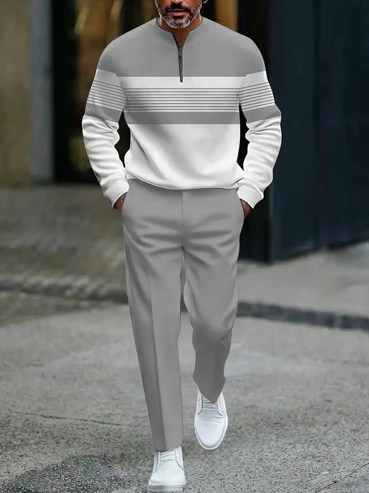 ⏰🔥BEGRÄNSAD TID 50 % RABATT OCH FRI FRAKT!🔥ÖVER 50 000 SÅlda!🧵 Herrset med tröja och byxor med grafiskt tryck – Djärv streetwear-stil. Ultimat komfort för avkoppling eller ärenden👖
