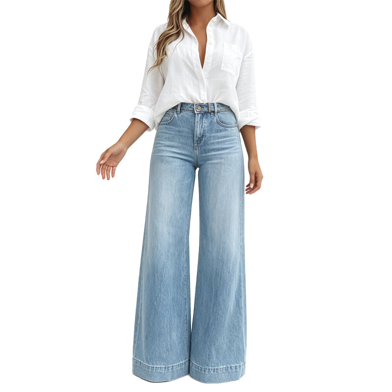 ⏳ Het erbjudande! |👖 Vintage högmidjade bredbenta jeans – benförlängande, bekväm passform, enkel att styla dag som kväll. ✨