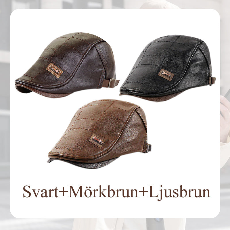 🍂Nya höstnyheter|Men's Vintage PU Leather Flat Cap – Elegant Everyday Accessory