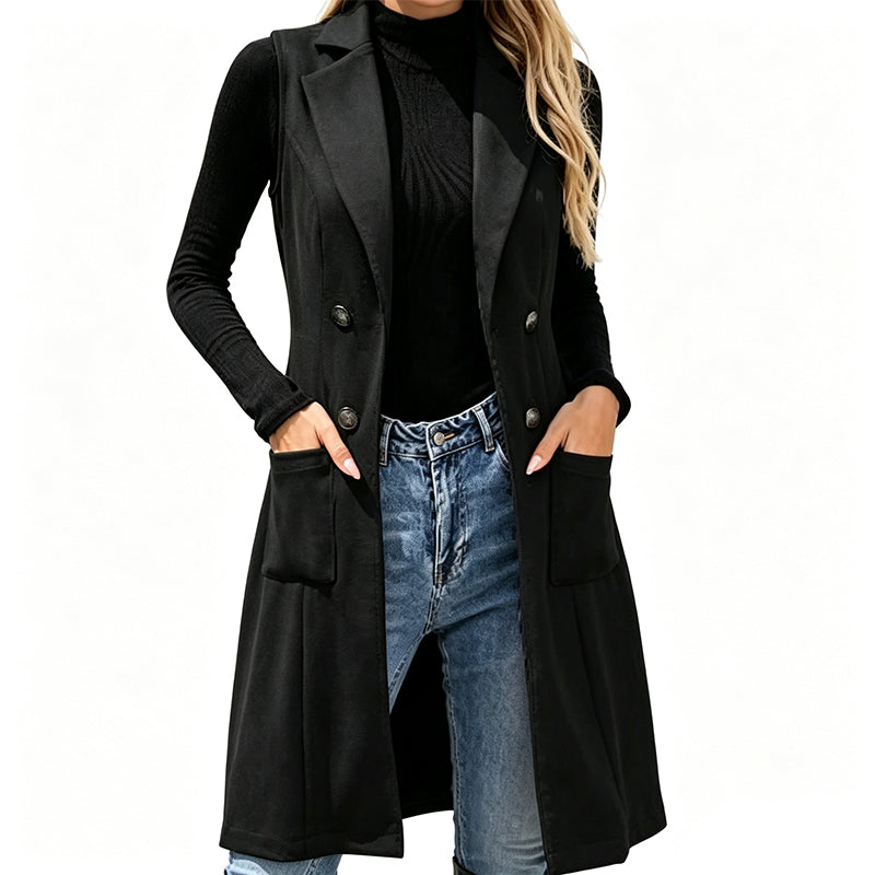 đDam LĂ„ng VĂ€st med DubbelknĂ€ppning â Elegant HöstvĂ€st för Modern Stil