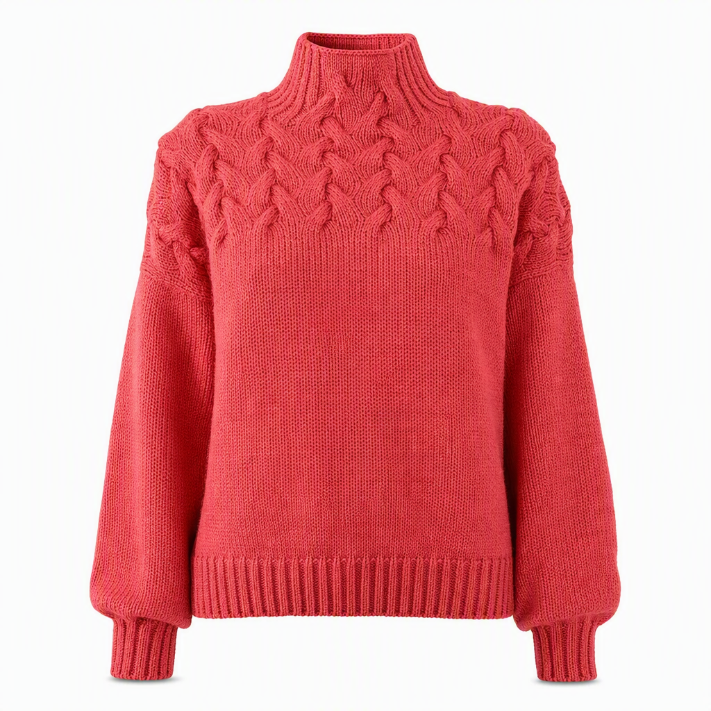 đBĂ€stsĂ€ljande höstnyheter|â Damernas Elegant Kabelstickad Polotröja â Mjuk & Varm Hösttröja med Hög Krage
