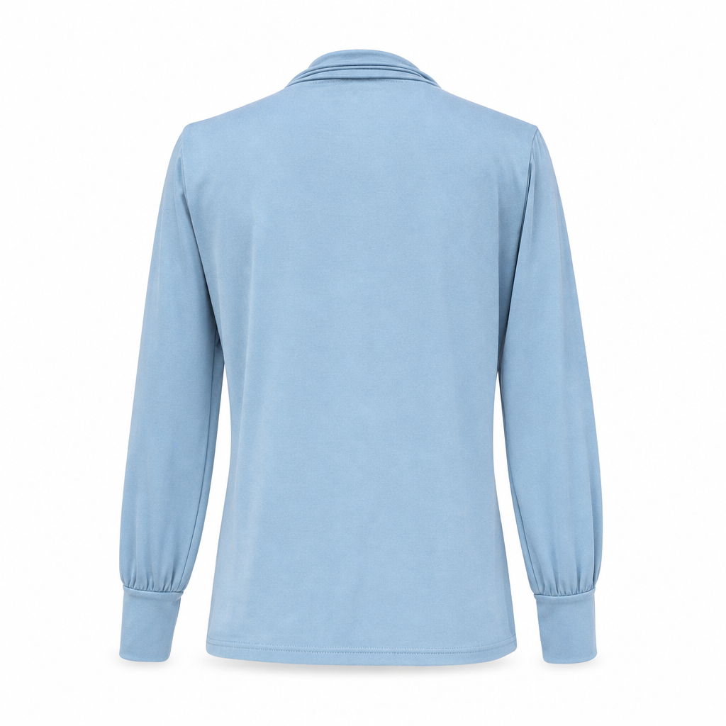 Sammetsblus Dam med Knytkrage – Elegant Långärmad Blus