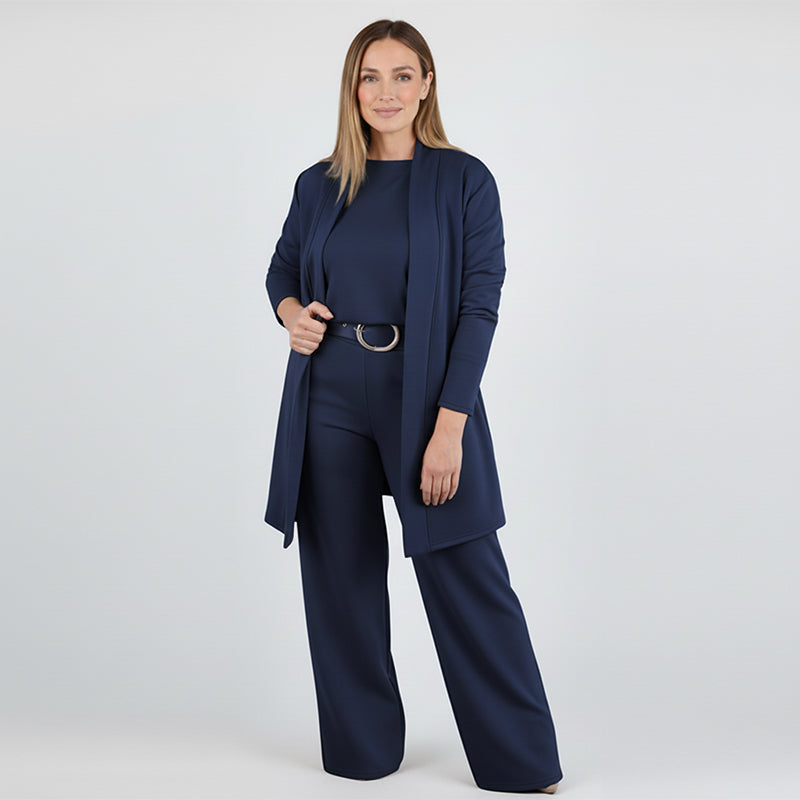 🍂Nya höstnyheter|💞Elegant 3-delat set med lång kofta, topp och byxor💞