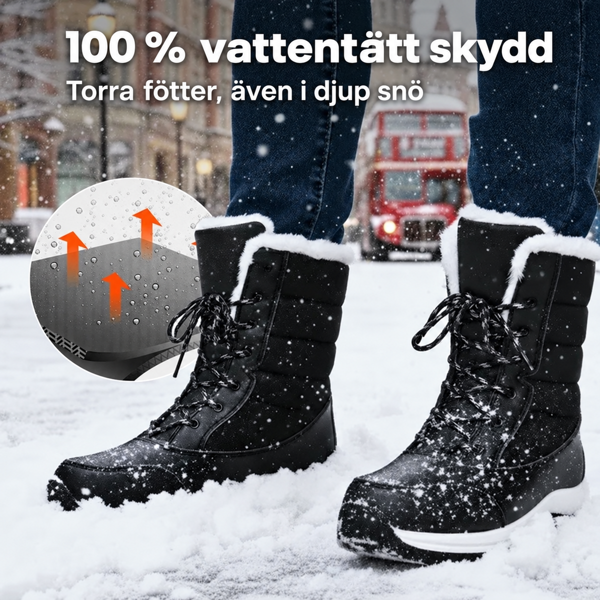 👢 Varmfodrade snökängor för dam – mellanhöga med snörning och greppvänlig sula❄️