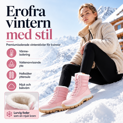 👢 Varmfodrade snökängor för dam – mellanhöga med snörning och greppvänlig sula❄️