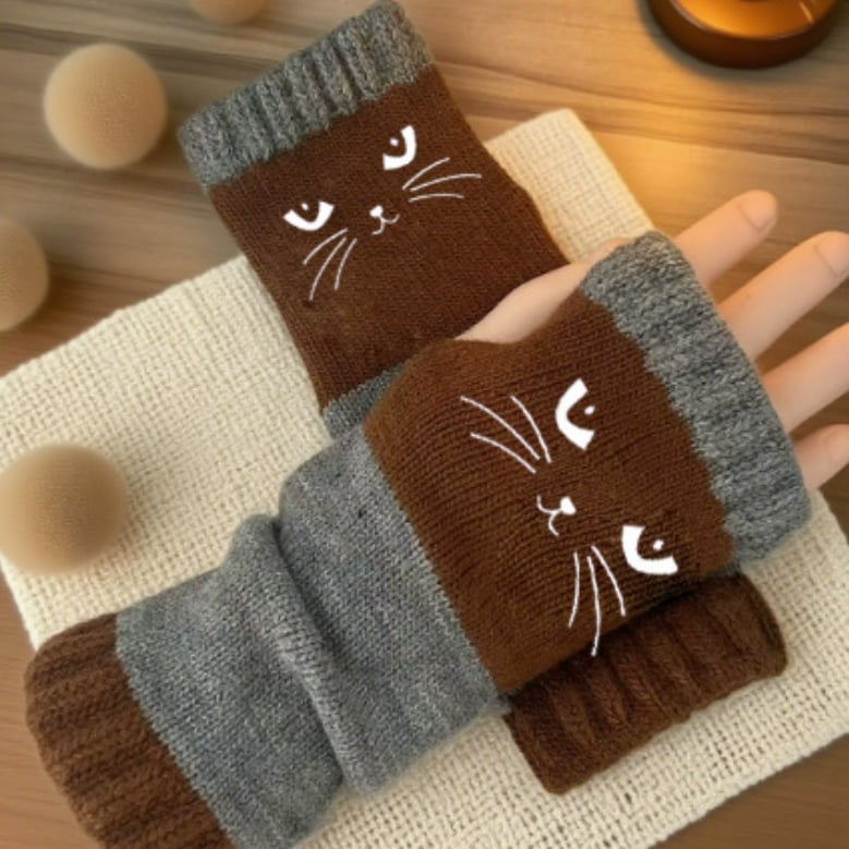 🍂Höstens bästsäljare|🧤Mysiga Fingerlösa Vantar – Söt Design för Kalla Höstdagar
