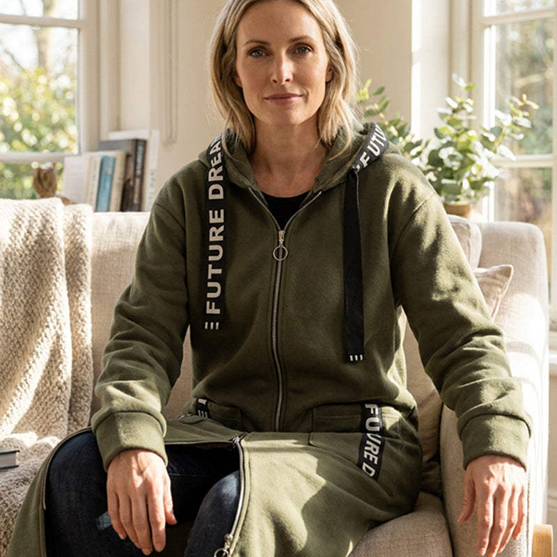 🍂Höstens exklusiva erbjudande · -50% | Damernas Långa Huvtröja – Modern Oversized Hoodie Jacka för Vardag, Shopping & Höstpromenader