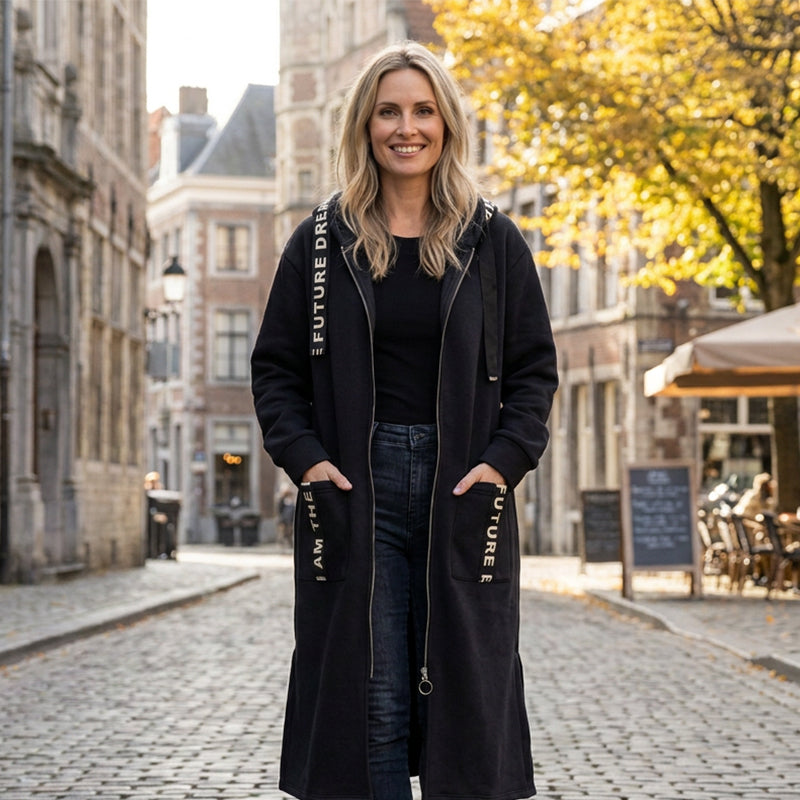 🍂Höstens exklusiva erbjudande · -50% | Damernas Långa Huvtröja – Modern Oversized Hoodie Jacka för Vardag, Shopping & Höstpromenader