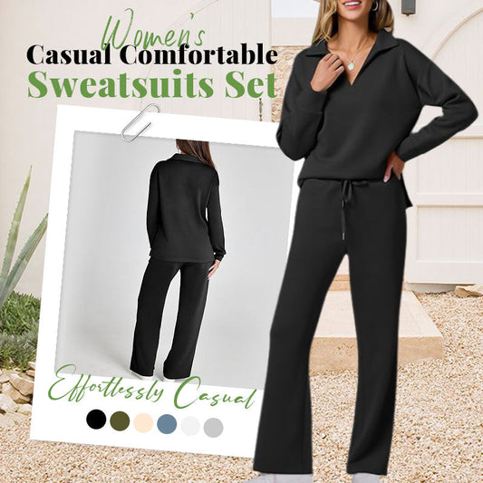 ⏳ Het erbjudande! |💖Dam Tvådelat Set med Långärmad Tröja & Vida Byxor – Elegant Casual Lounge Outfit