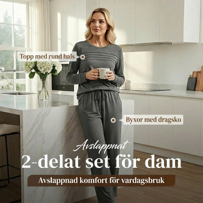 Nya ankomster📦 Avslappnat set med topp och byxor med dragsko för dam