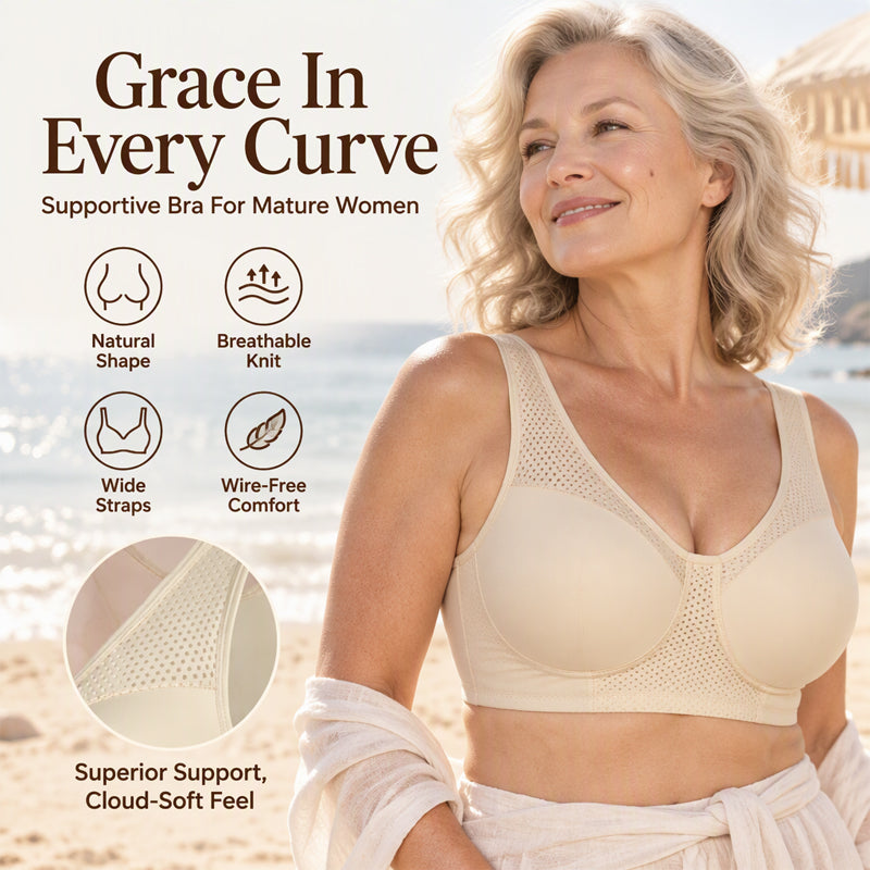 Women’s wire-free bra with wide shoulder straps – Soft and comfortable