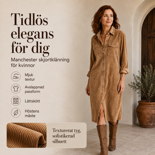 🍂Nya höstnyheter|Elegant Skjortklänning för Dam – Tidlös Stil & Mjuk Komfort för Hösten