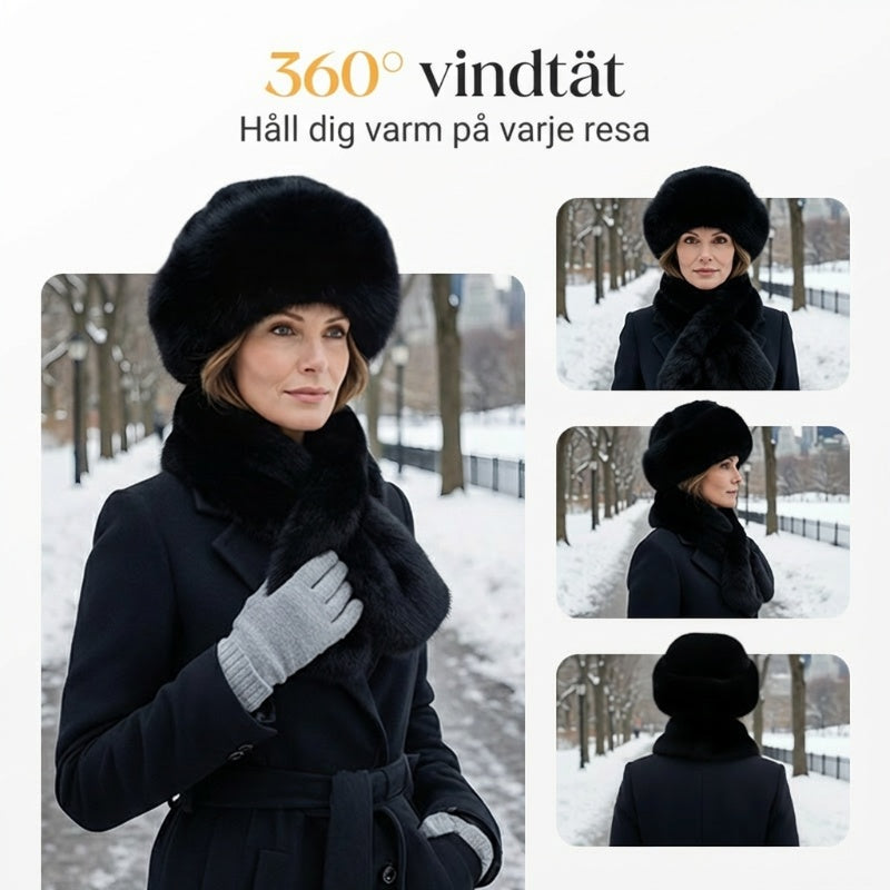 ❄️ Fluffig Vintermössa Dam med Matchande Halsduk – Mjukt Vinterset