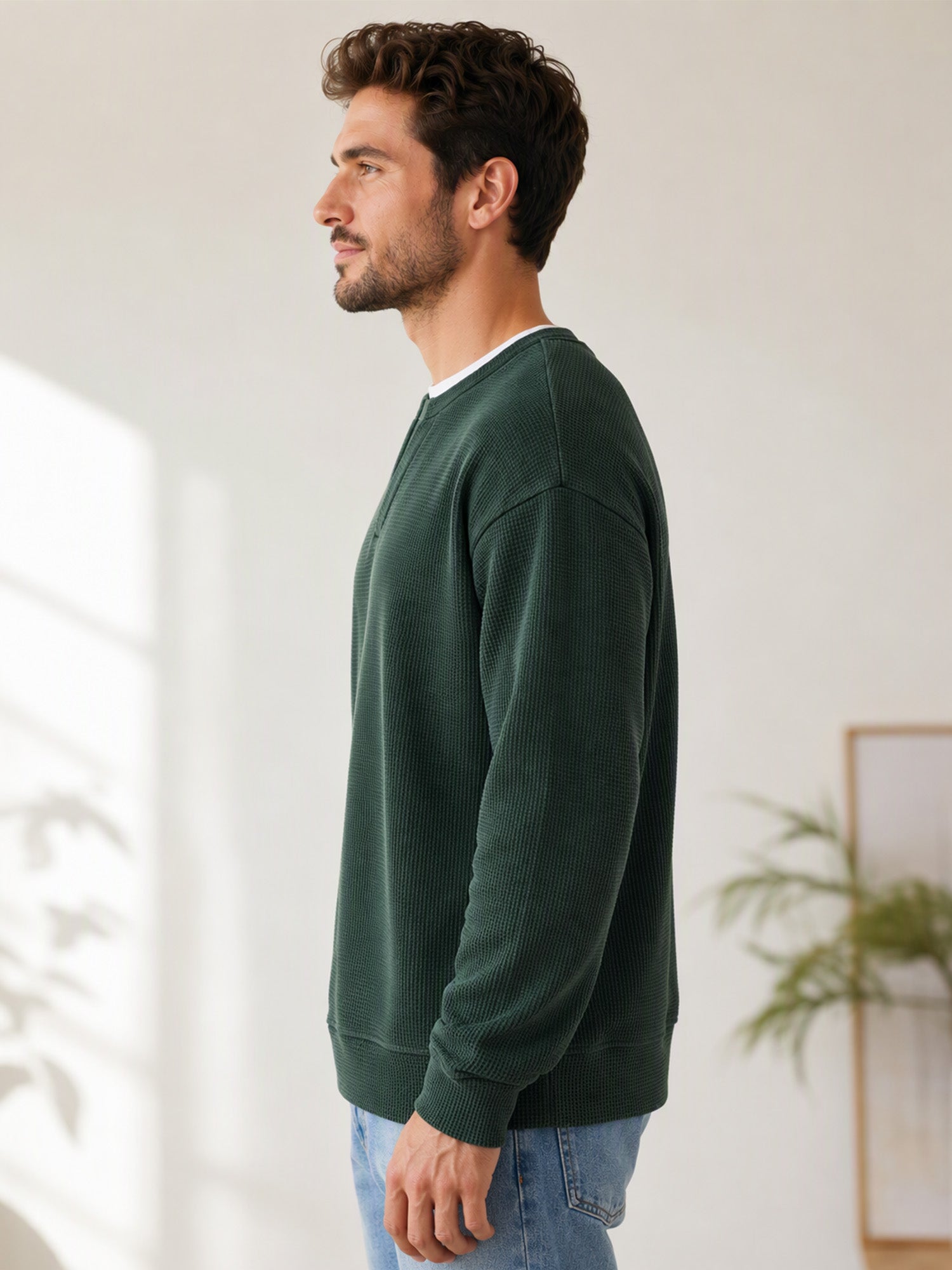 Ett måste🔥|👕Våffelstickad Tröja Herr – Mjuk & Stilren Hösttröja för Vardag