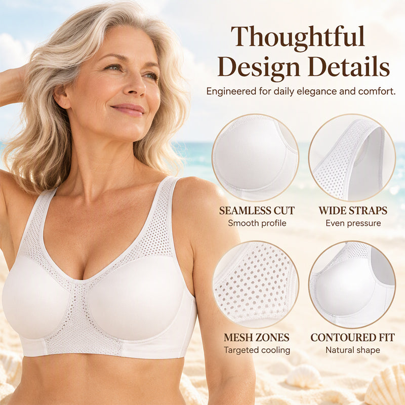 Women’s wire-free bra with wide shoulder straps – Soft and comfortable