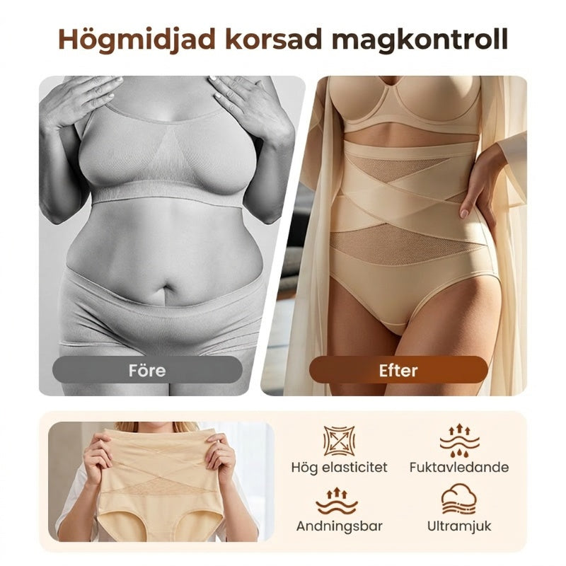 💕Endast 3 dagar kvar – Köp en, få tre!✨Damernas Formande Höga Trosor – Bekväm Magkontroll med Hög Midja