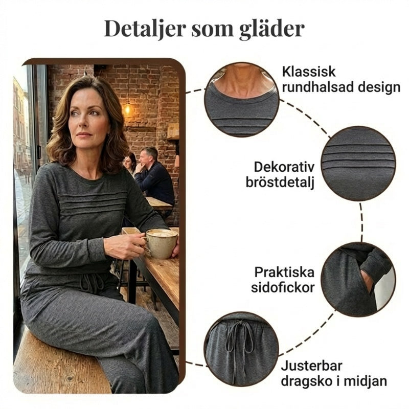 Nya ankomster📦 Avslappnat set med topp och byxor med dragsko för dam