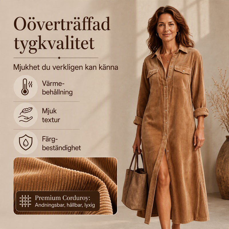 🍂Nya höstnyheter|Elegant Skjortklänning för Dam – Tidlös Stil & Mjuk Komfort för Hösten