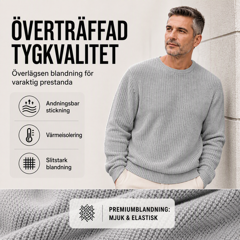 ✨2026-kollektionen med 50 % rabatt 🎁JMIERR Herrtröja med rund hals – mjuka, avslappnade tröjor, klassiska långärmade tröjor med ribbade kanter