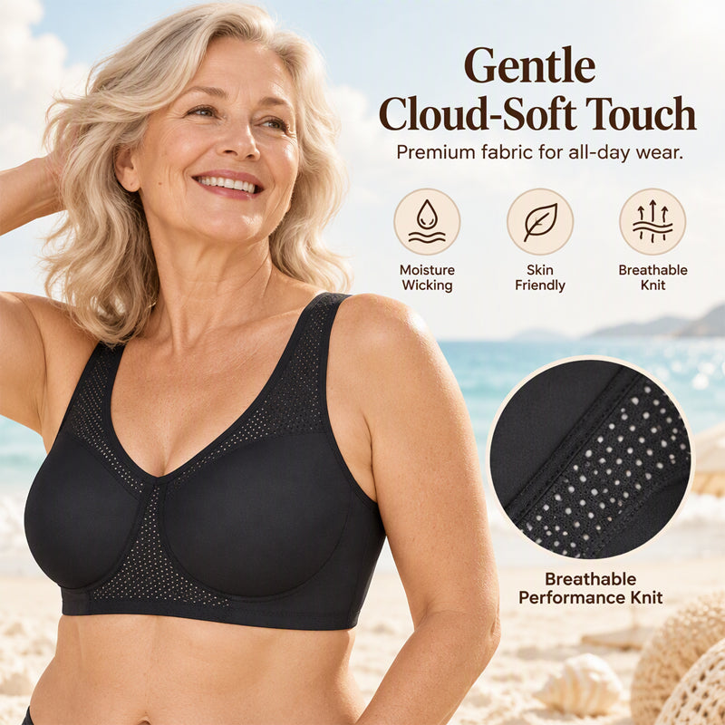 Women’s wire-free bra with wide shoulder straps – Soft and comfortable