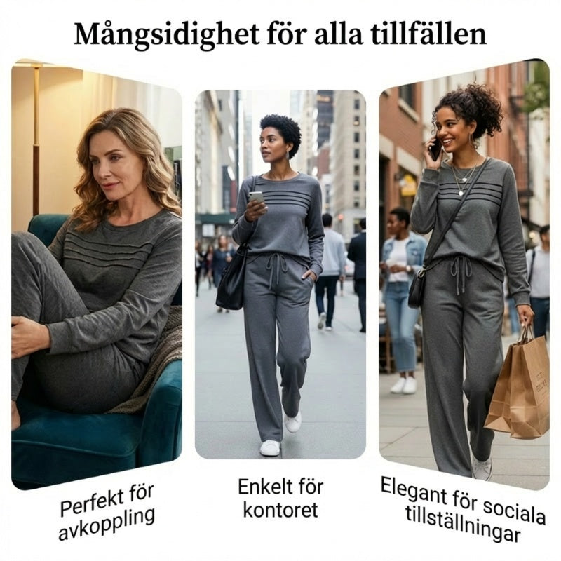 Nya ankomster📦 Avslappnat set med topp och byxor med dragsko för dam