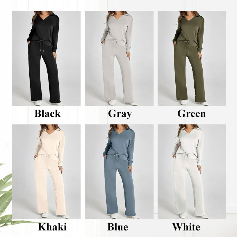 ⏳ Het erbjudande! |💖Dam Tvådelat Set med Långärmad Tröja & Vida Byxor – Elegant Casual Lounge Outfit