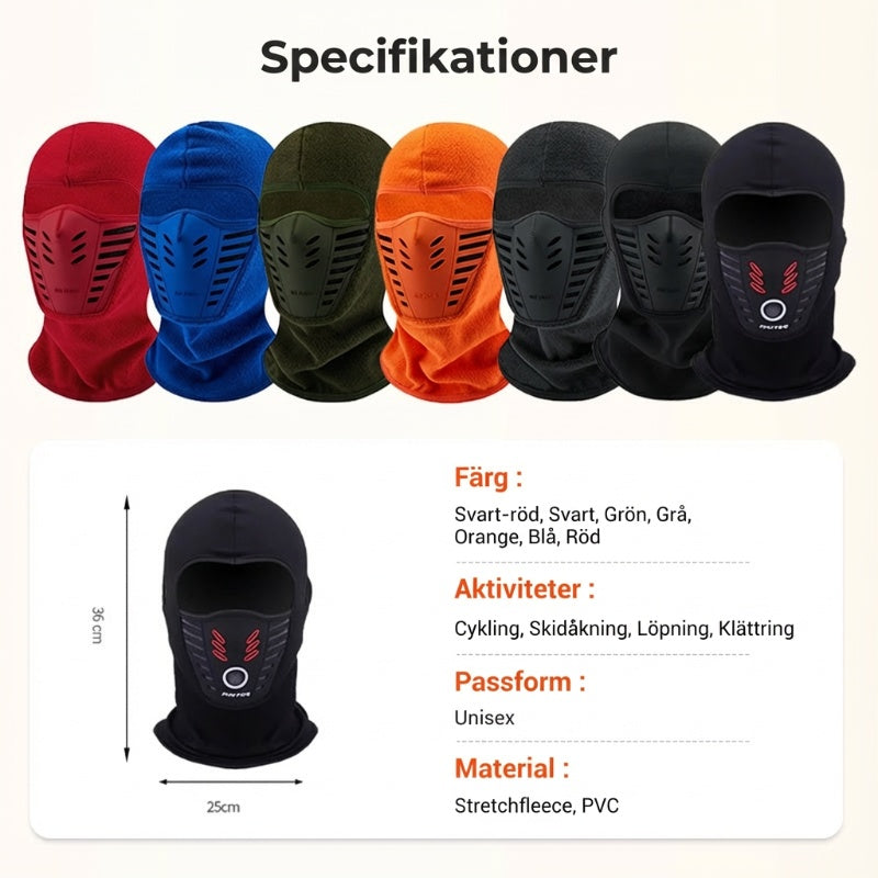 Vinterbalaklava Unisex – Vindskyddande Ansiktsmask med Fleecefoder