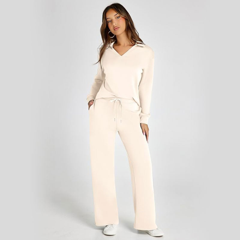⏳ Het erbjudande! |💖Dam Tvådelat Set med Långärmad Tröja & Vida Byxor – Elegant Casual Lounge Outfit