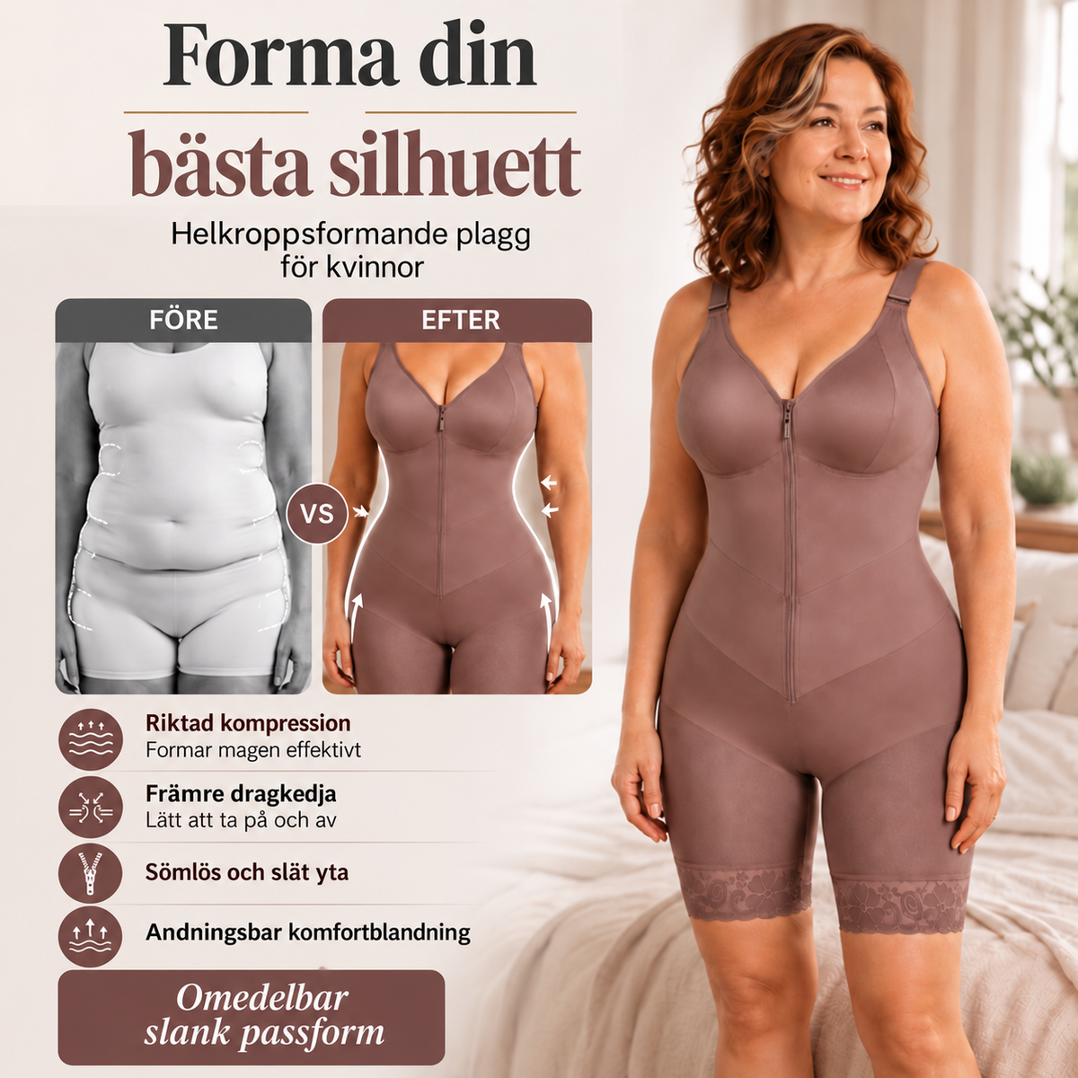 Bästsäljare🔥|Dam Shapewear med Midjekontroll – Bekväm Kroppsformande Body