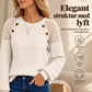Nyhet✨ 🌸 Elegant Stickad Tröja Dam – Mjuk Komfort med Spetsdetaljer och Feminin Stil