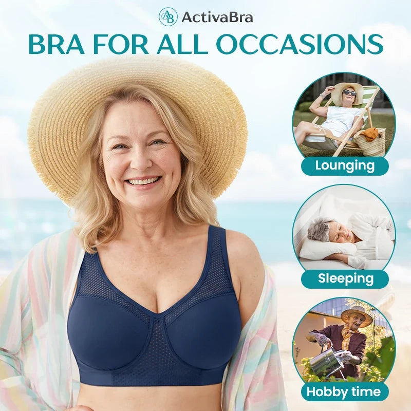 Women’s wire-free bra with wide shoulder straps – Soft and comfortable