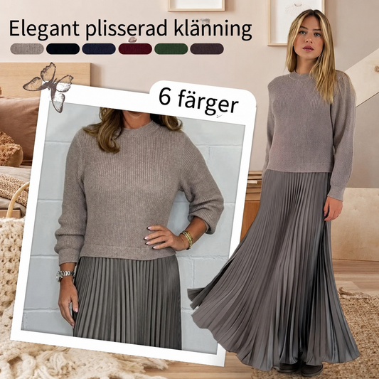 ❄️Tidsbegränsad kampanj 50% rabatt💕Höstens Elegantaste Damklänning – Mjuk Stickad Topp med Stilren Plisserad Kjol