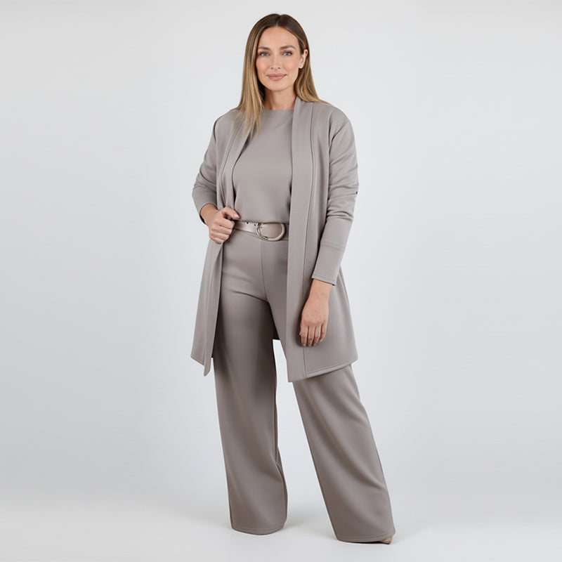 🍂Nya höstnyheter|💞Elegant 3-delat set med lång kofta, topp och byxor💞