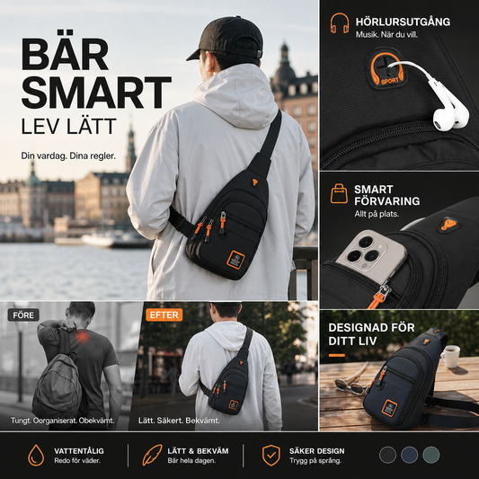 ⏰️50% Rabatt – Endast denna vecka!🎒✨ Vattentät crossbody-väska med flera fickor – smart förvaring, justerbar rem, hörlursuttag 🌧️