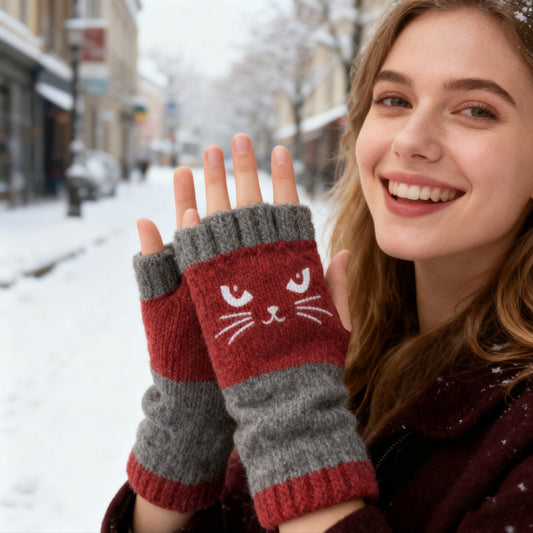 🍂Höstens bästsäljare|🧤Mysiga Fingerlösa Vantar – Söt Design för Kalla Höstdagar