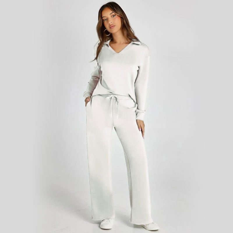 ⏳ Het erbjudande! |💖Dam Tvådelat Set med Långärmad Tröja & Vida Byxor – Elegant Casual Lounge Outfit