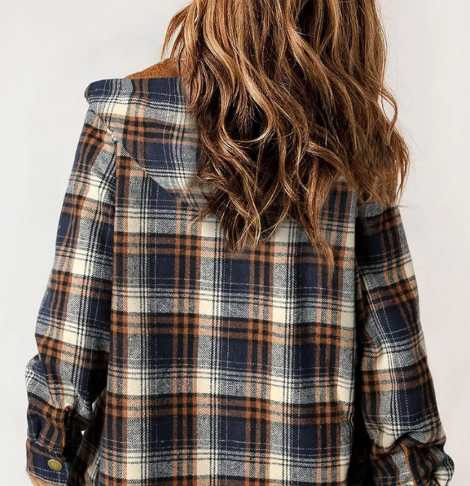 🍂Höstspecial – Endast denna vecka 50% Rabatt!🧥 Fleecefodrad Damjacka – Rutig Vinterjacka med Huva och Bekväm Passform
