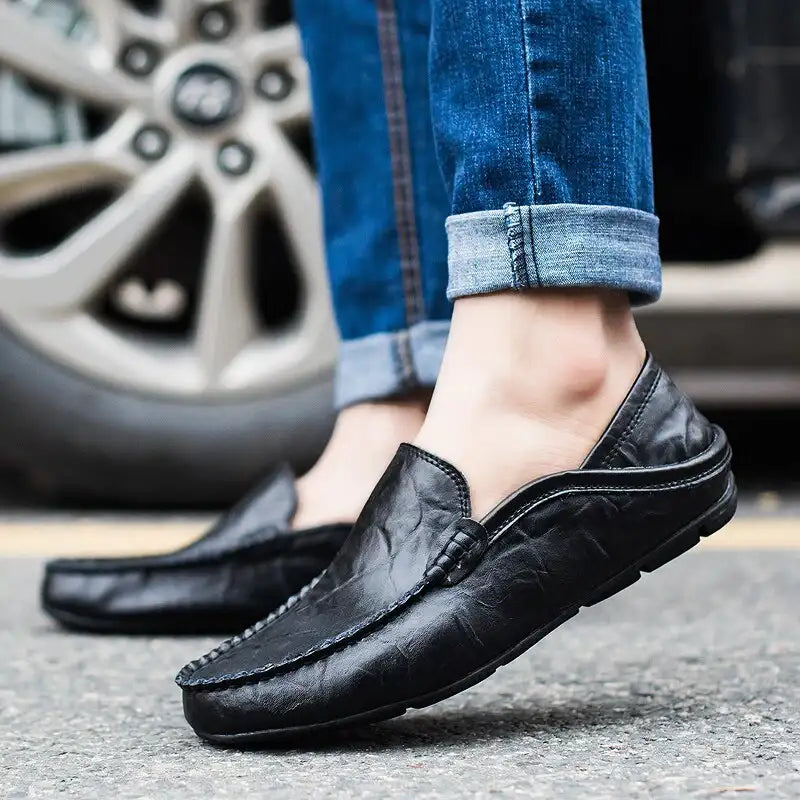 👞 50% RABATT! ✨Klassiska Herrloafers i Läder – Bekväma Slip-On Skor med Elegant Design🎩
