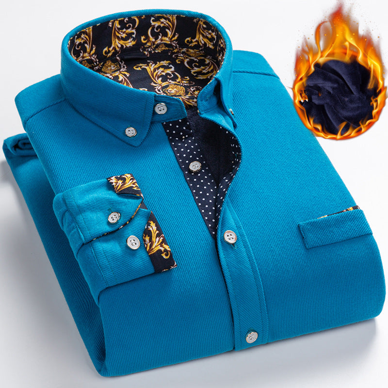 👔 57% RABATT NU! ✨ Herr Corduroyskjorta med Fleecefoder - Klassisk Snickarbyssnitt med Optimal Värme för Kallt Väder ❄️🛒
