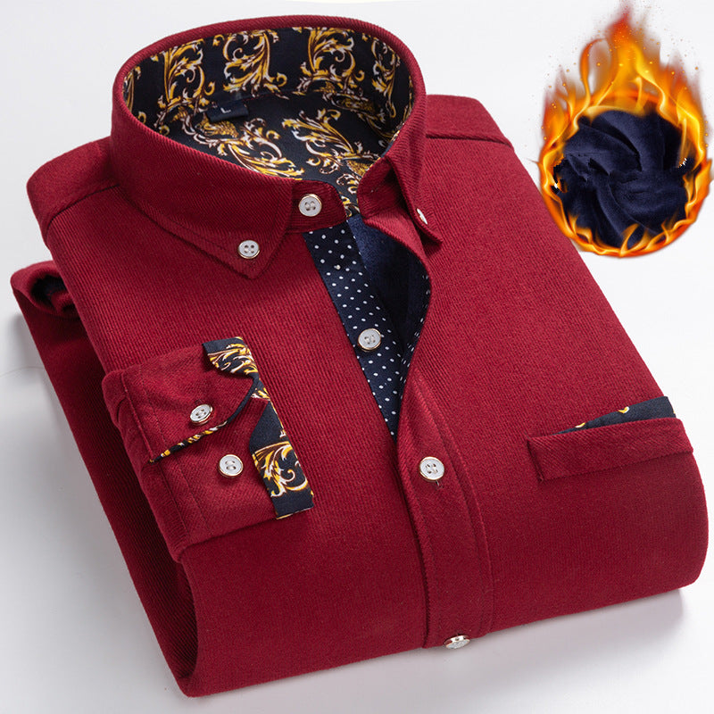 👔 57% RABATT NU! ✨ Herr Corduroyskjorta med Fleecefoder - Klassisk Snickarbyssnitt med Optimal Värme för Kallt Väder ❄️🛒