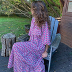 🌸🌸Big price reduction🌸Women's Elegant Puff Sleeve Floral Boho Maxi Dress