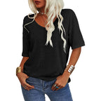 🔥Women's Solid Color V-Neck T-shirt