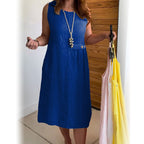 Women's Casual Round Neck Sleeveless Loose Fit Dress