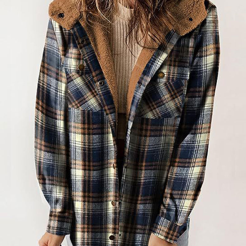 🍂Höstspecial – Endast denna vecka 50% Rabatt!🧥 Fleecefodrad Damjacka – Rutig Vinterjacka med Huva och Bekväm Passform