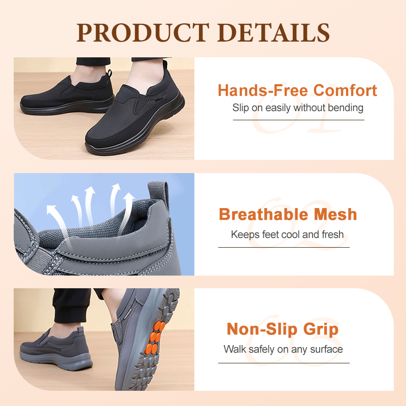 👟 50% RABATT NU! ✨ Ortopediska Andningsbara Slip-On-Sneakers för Män - Stödjer Sulgång med Minnesskuminsatser för Bekväm Heltidsanvändning 🏃‍♂️💨