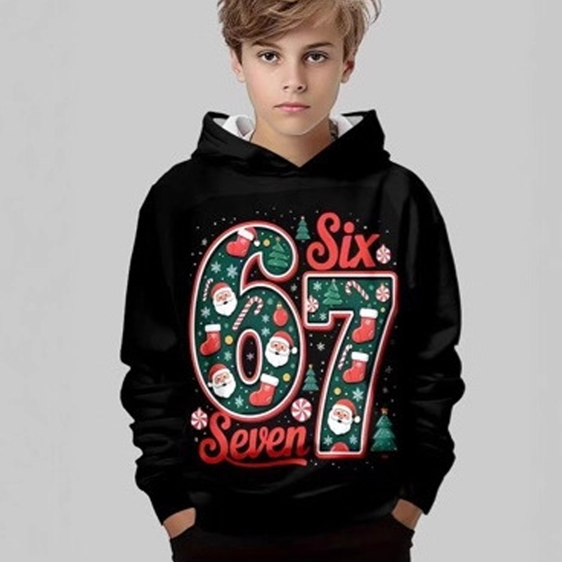 Mysig Hoodie för Barn – Varm Jultröja med Roligt Tryck för Flickor och Pojkar👕❄️