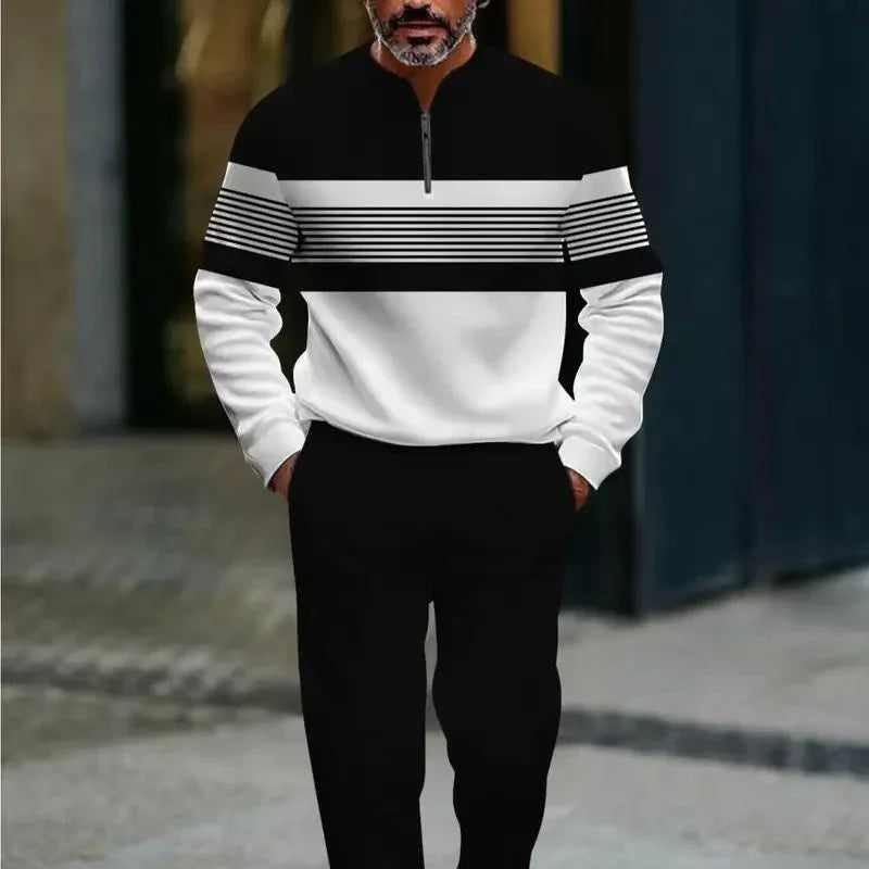 ⏰🔥BEGRÄNSAD TID 50 % RABATT OCH FRI FRAKT!🔥ÖVER 50 000 SÅlda!🧵 Herrset med tröja och byxor med grafiskt tryck – Djärv streetwear-stil. Ultimat komfort för avkoppling eller ärenden👖