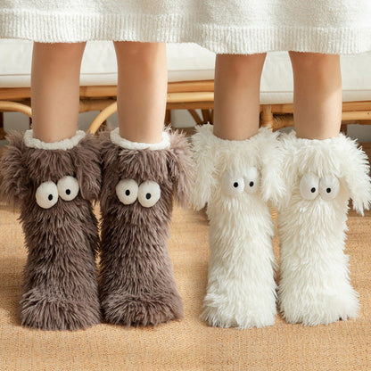 🧦💥Dam plysch‑toffelstrumpor – Tjock fleecefodrade halkfria golvstrumpor, perfekta för hemmabruk på vintern ✨