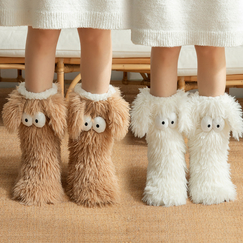 🧦💥Dam plysch‑toffelstrumpor – Tjock fleecefodrade halkfria golvstrumpor, perfekta för hemmabruk på vintern ✨