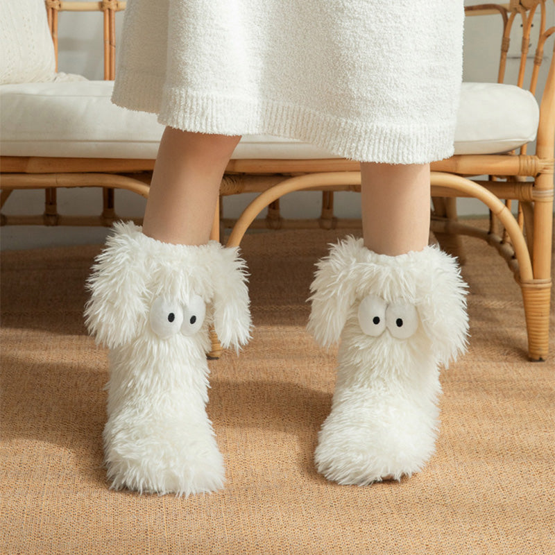 🧦💥Dam plysch‑toffelstrumpor – Tjock fleecefodrade halkfria golvstrumpor, perfekta för hemmabruk på vintern ✨